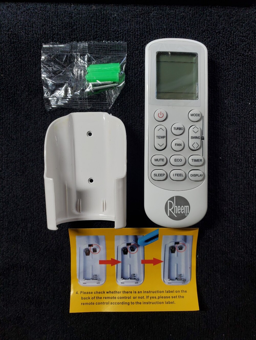Rheem Remote Control With Wall & Hardware Mounting Kit For Mini-Split